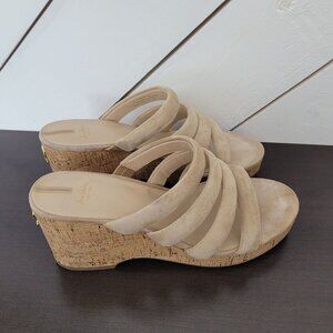 Sam Edelman Women's Size 10.5M Beige Suede Cork Wedge Sandals//  8CT